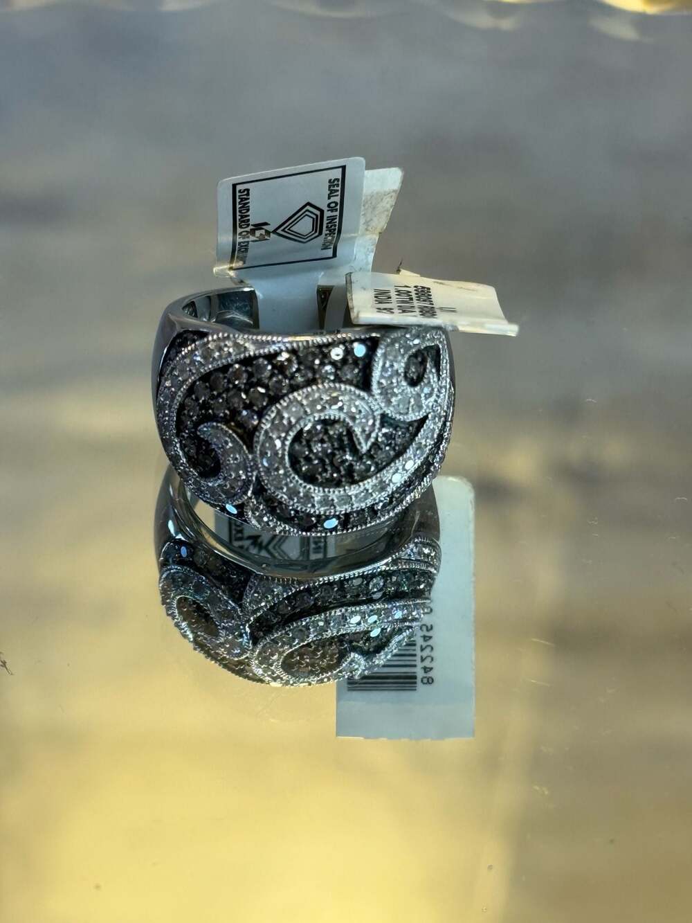 Diamond Swirl Cocktail Ring in 925 Sterling Silver IGI Certified‎ 1.00 ct Total